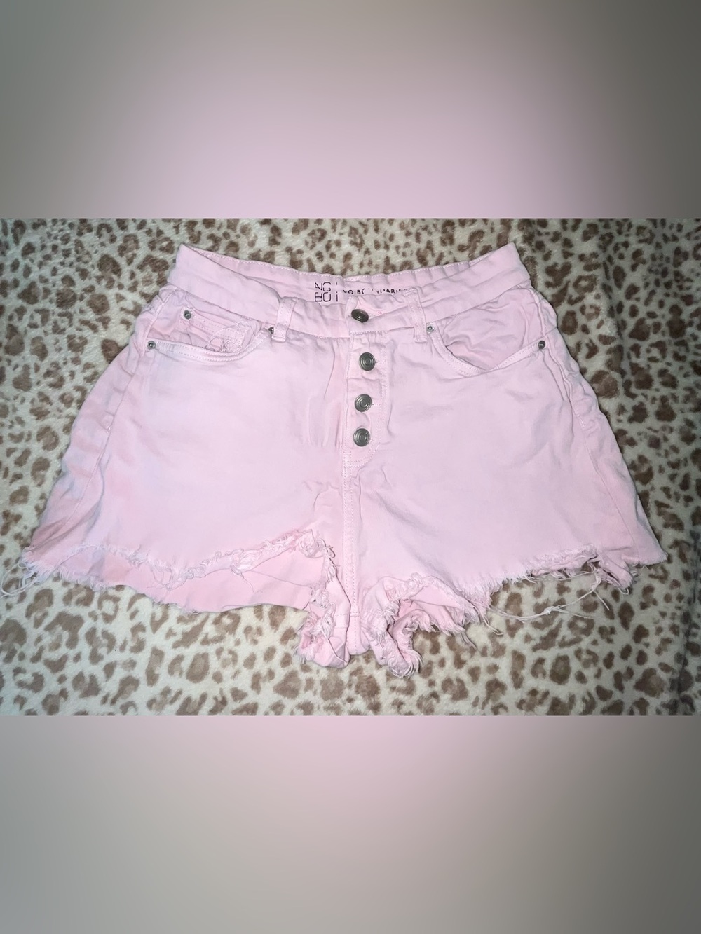 No Boundaries - Light Pink Multi Button-Front Frayed Denim Shorts